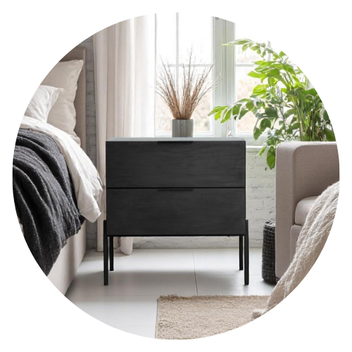 03 mesa de cabeceira julia 55cm x 55cm 1 gaveta 1 nicho