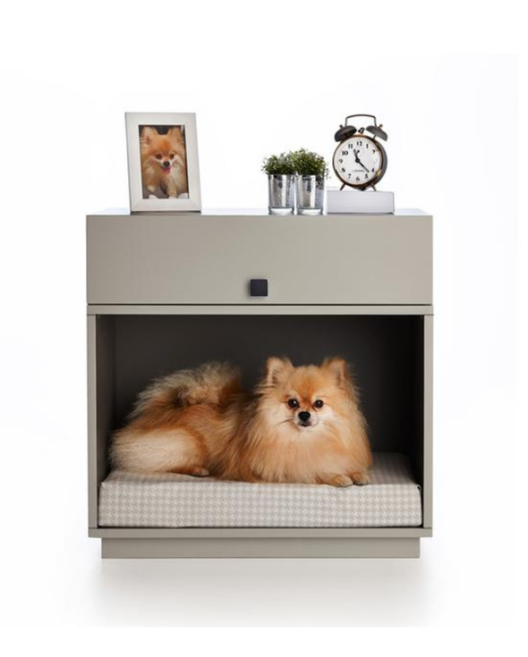 12 mesa de cabeceira pet bob dog 55cm x 60cm 2 gavetas 1 nicho com almofada